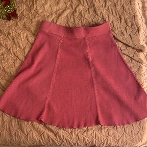 Lucy Paris Women's Sienna Terracotta Red Orange Knit A-Line Skater Mini Skirt XS